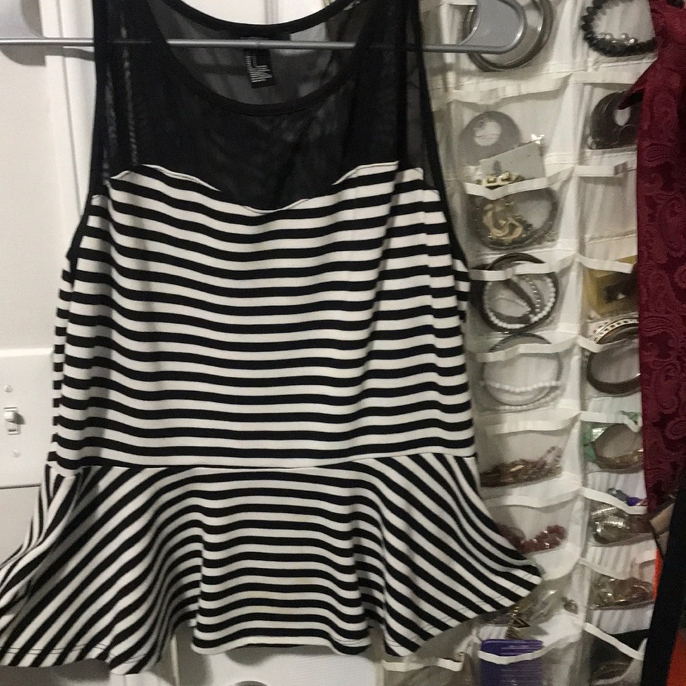 STRIPED PEPLUM SHIRT